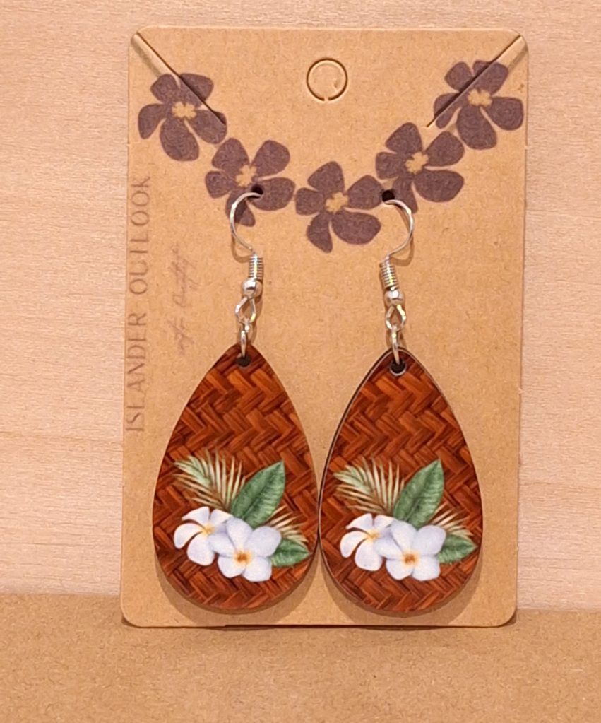 white plumeria earring